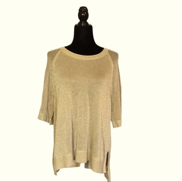 Michael Michael Kors Sparkle Knit Mesh Sleeve Top - Picture 2 of 10
